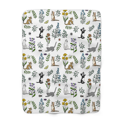 Luxurious Supersoft Sherpa Fleece Blanket, Spring Cats