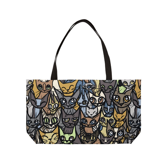 Cat Lovers, Cat Crowd Weekender Tote Bag - USA Artist, Perfect for Travel, Beach, Shopping, Gifts